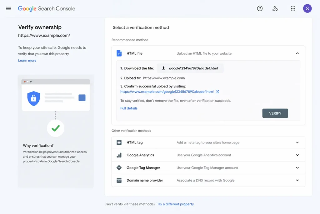 Google Search Console Verification Process