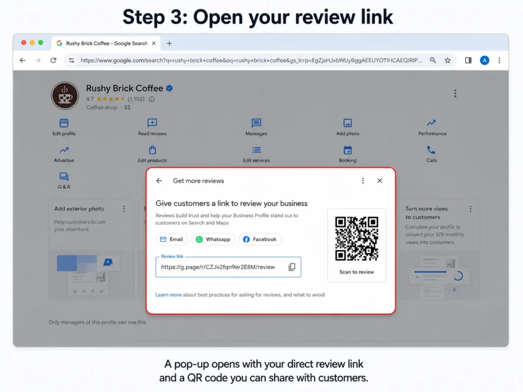 Share Your Review Link window